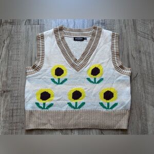 Sunflower floral flower garden farmers market Knit v neck Vest neutral